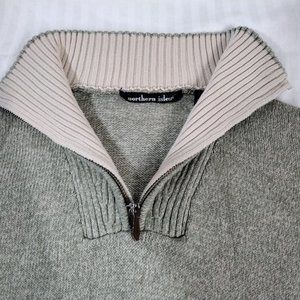 Northern Isles sweater men Australia Size M Sage Green 100% Cotton 1/4 Zipper 03